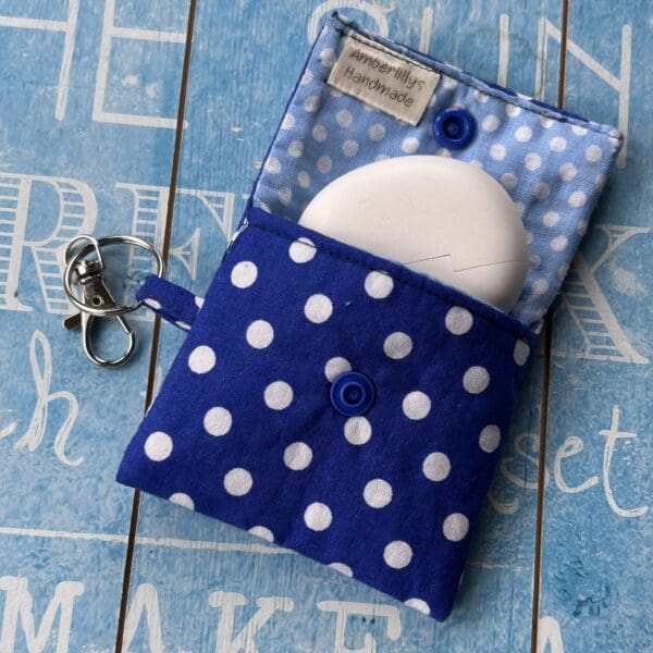 Ear buds pouch in polka dot fabric small utility pouch - Image 6