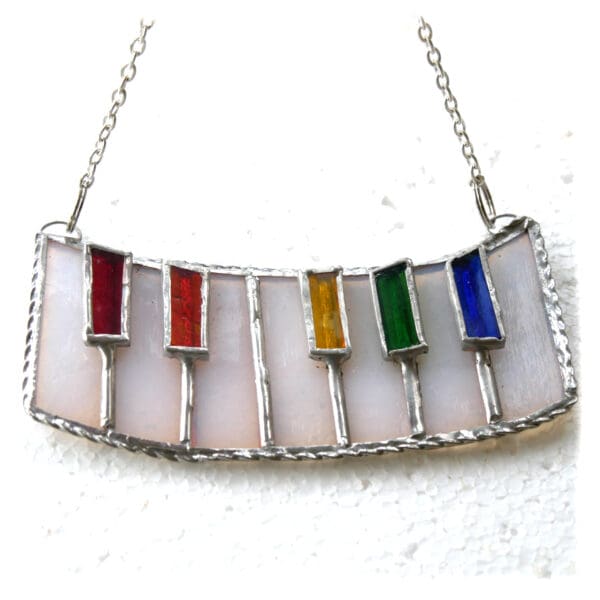 Piano Keyboard Stained Glass Suncatcher Handmade Rainbow - Image 2