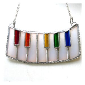 musical piano keyboard stained glass suncatcher