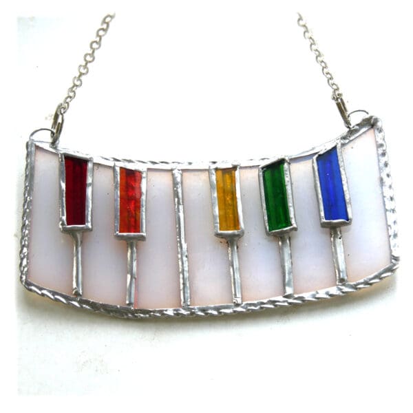 Piano Keyboard Stained Glass Suncatcher Handmade Rainbow - Image 3