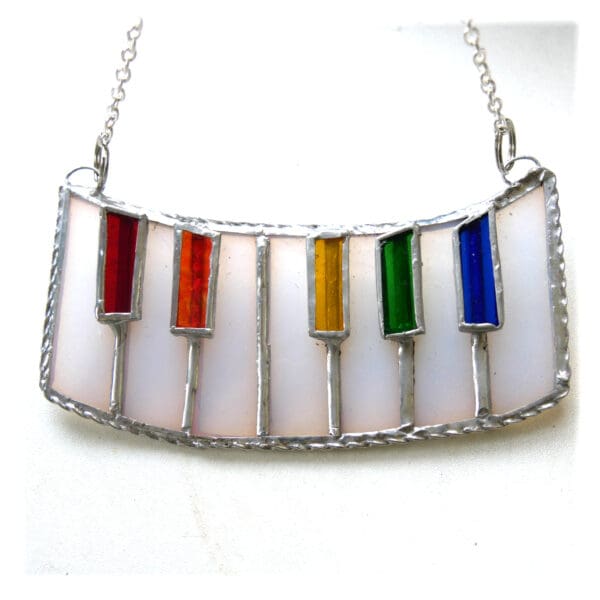 musical piano keyboard stained glass suncatcher