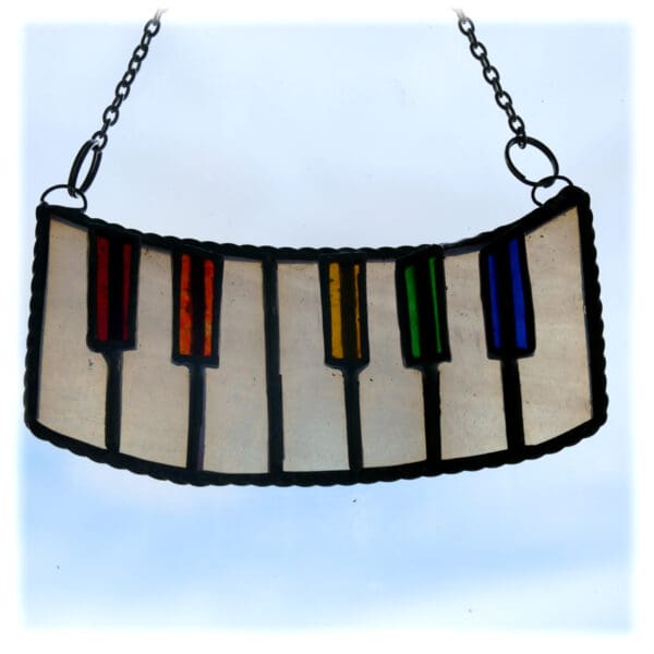 Piano Keyboard Stained Glass Suncatcher Handmade Rainbow - Image 4