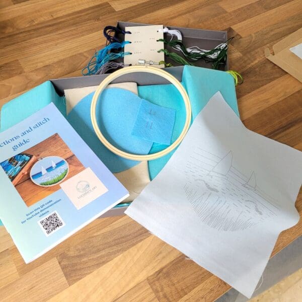 Embroidery kit for beginners, coastal inspired 6 inch hoop - Image 2