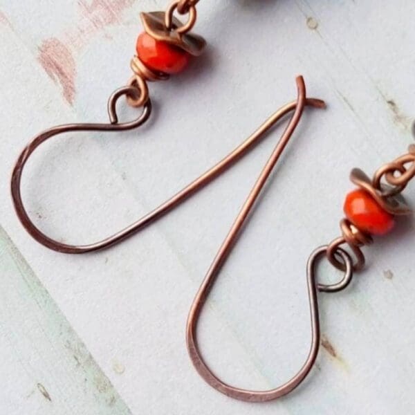 Christmas bulb earrings teal blue lampwork copper