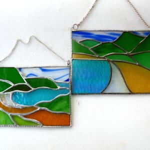 Seascape Cornish Cove or Tropical Beach Picture Stained Glass Landscape