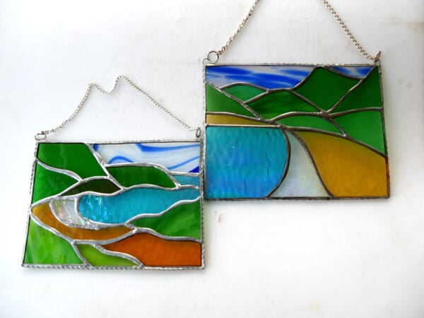 Seascape Cornish Cove or Tropical Beach Picture Stained Glass Landscape