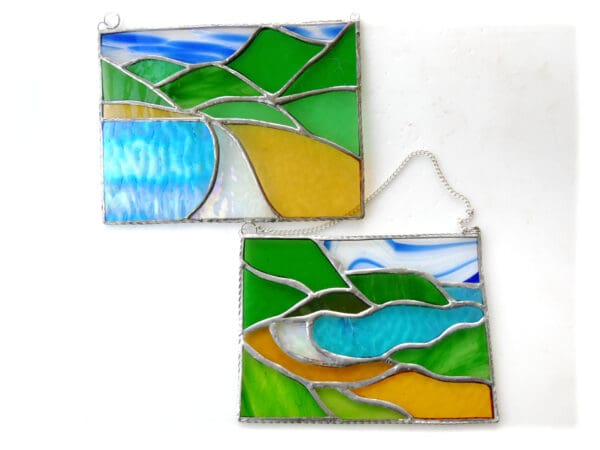 Seascape Cornish Cove or Tropical Beach Picture Stained Glass Landscape - Image 4
