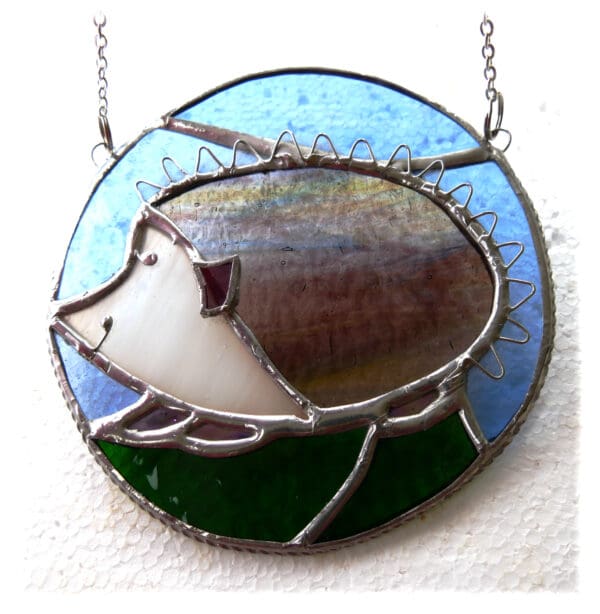 Robin or Hedgehog Stained Glass Ring Suncatcher - Image 3