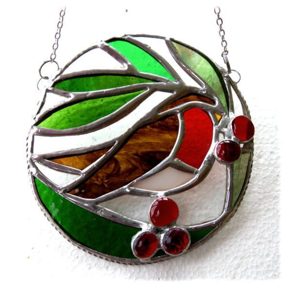 Robin or Hedgehog Stained Glass Ring Suncatcher - Image 2