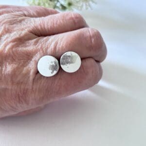 White Studs with Silver Foil Detail, Hypoallergenic Stainless Steel, Lightweight