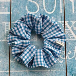 Blue gingham scrunchie