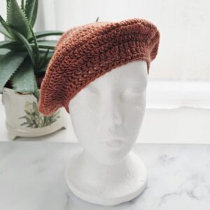 Winter Beret Hat - Spice Orange Merino Wool