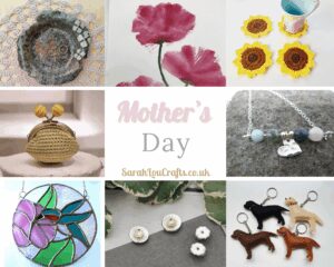 A vibrant collage of unique Mother’s Day gift ideas from Buyindie. The images feature a curated selection of handmade items as outlined in the blog post. The aesthetic is warm, artisanal, and thoughtful.