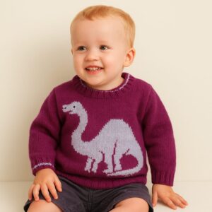 Knitting Pattern- Dinosaur Sweater, Apatosaurus, 2-6 years, DK