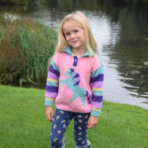 Knitting Pattern-Unicorn Sweater and Hat, 2-12 years, Aran