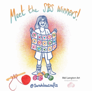 Illustration graphic of Sarah Lou Crafts drawn by Mel Langton Art at the SBS Winners Event. 