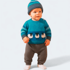 Knitting Pattern-Baby Blue Sheep Sweater and Hat, 0-2 years, Aran