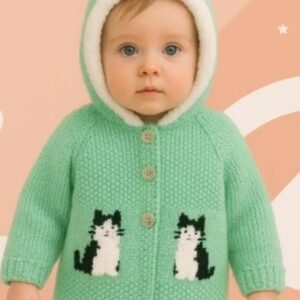 Knitting Pattern-Cat Hoodie, 0-8 years, DK