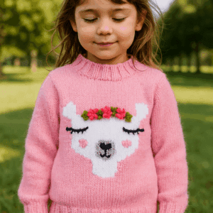Knitting Pattern-Llama Sweater, 4-12 years, Chunky