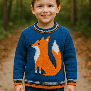 Knitting Pattern-Fox Sweater, 2-7 years, DK