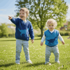 Knitting Pattern-V-Neck Dinosaur Tops, Velociraptor, up to 7 years, DK