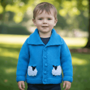 Knitting Pattern - Child Jacket with Sheep in Chunky Yarn for ages 1-11 years
