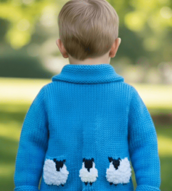 Knitting Pattern - Child Jacket with Sheep in Chunky Yarn for ages 1-11 years - Image 2