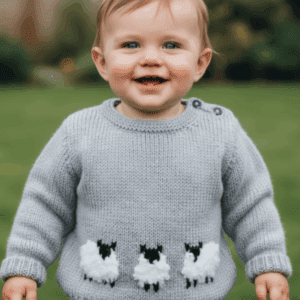 Knitting Pattern-Baby Sheep Sweater and Hat, 0-2 years, Aran