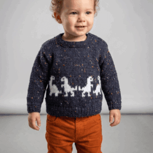 Knitting Pattern-Small Dinosaurs Sweater & Hat Knitting Pattern: 3-24 months Aran/Worsted