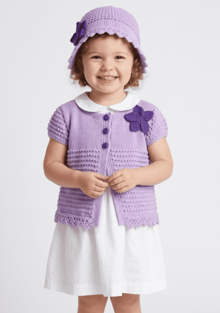 Knitting Pattern-Summer Sun Hat and Jacket, 0-7 years, DK