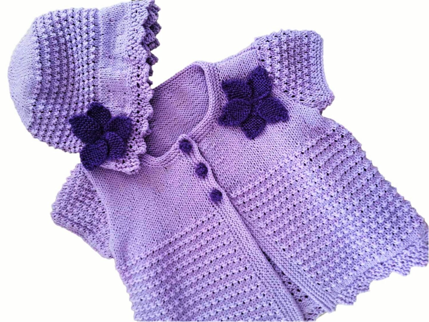 Knitting Pattern-Summer Sun Hat and Jacket, 0-7 years, DK - Image 2