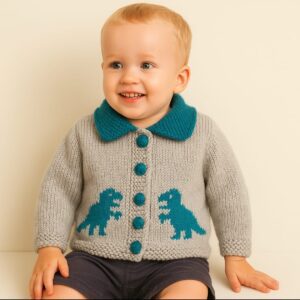 Knitting Pattern-Dinosaur Jacket, 1-11 years, T-Rex, Chunky