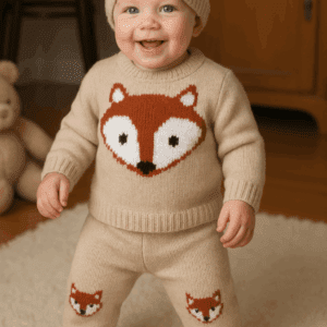 Knitting Pattern-Fox Baby Outfit, 0-18 months DK