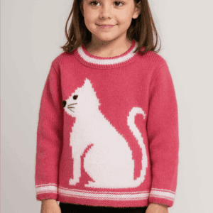 Knitting Pattern-Cat Sweater, 2-7 years, DK