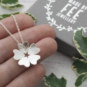 Hammered Sterling Silver Flower Pendant Necklace