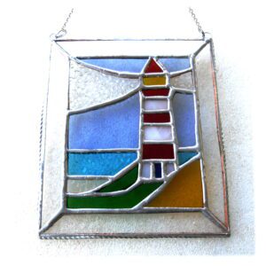 Lighthouse stained glass suncatcher art picture sea