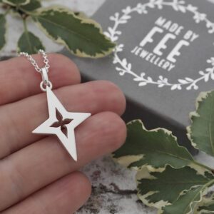 Handmade sterling silver northern star pendant necklace
